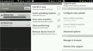 Opciones de Ubuntu One en Android